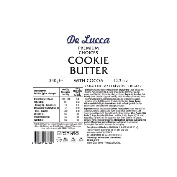 Bisküvi Krema Seti 350 G 2 Adet / Karamelize Bisküvi Kreması Ve Kakaolu Bisküvi Kreması